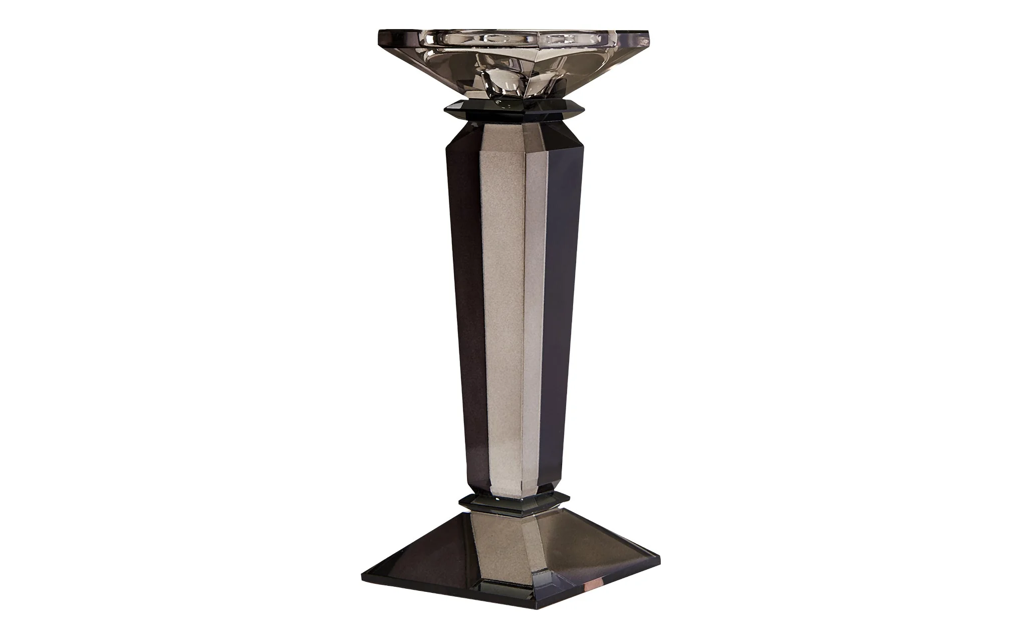 Crystal candle holder - smoke grey