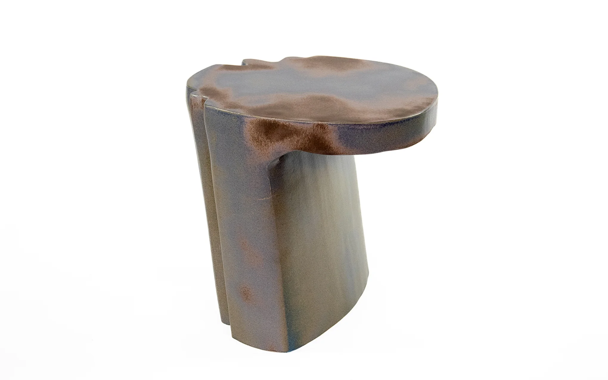Liquid round side table - navy glaze