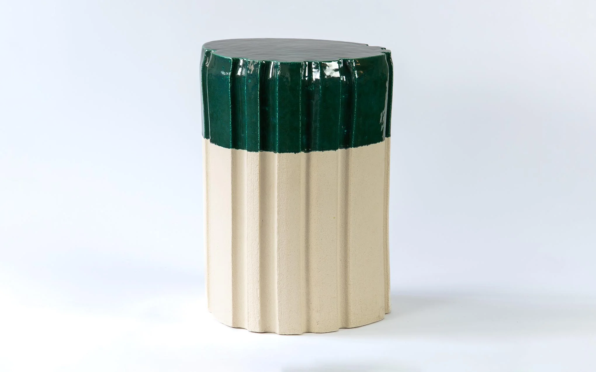 Pressed Stool No.8 - dipped green glaze - Image 2