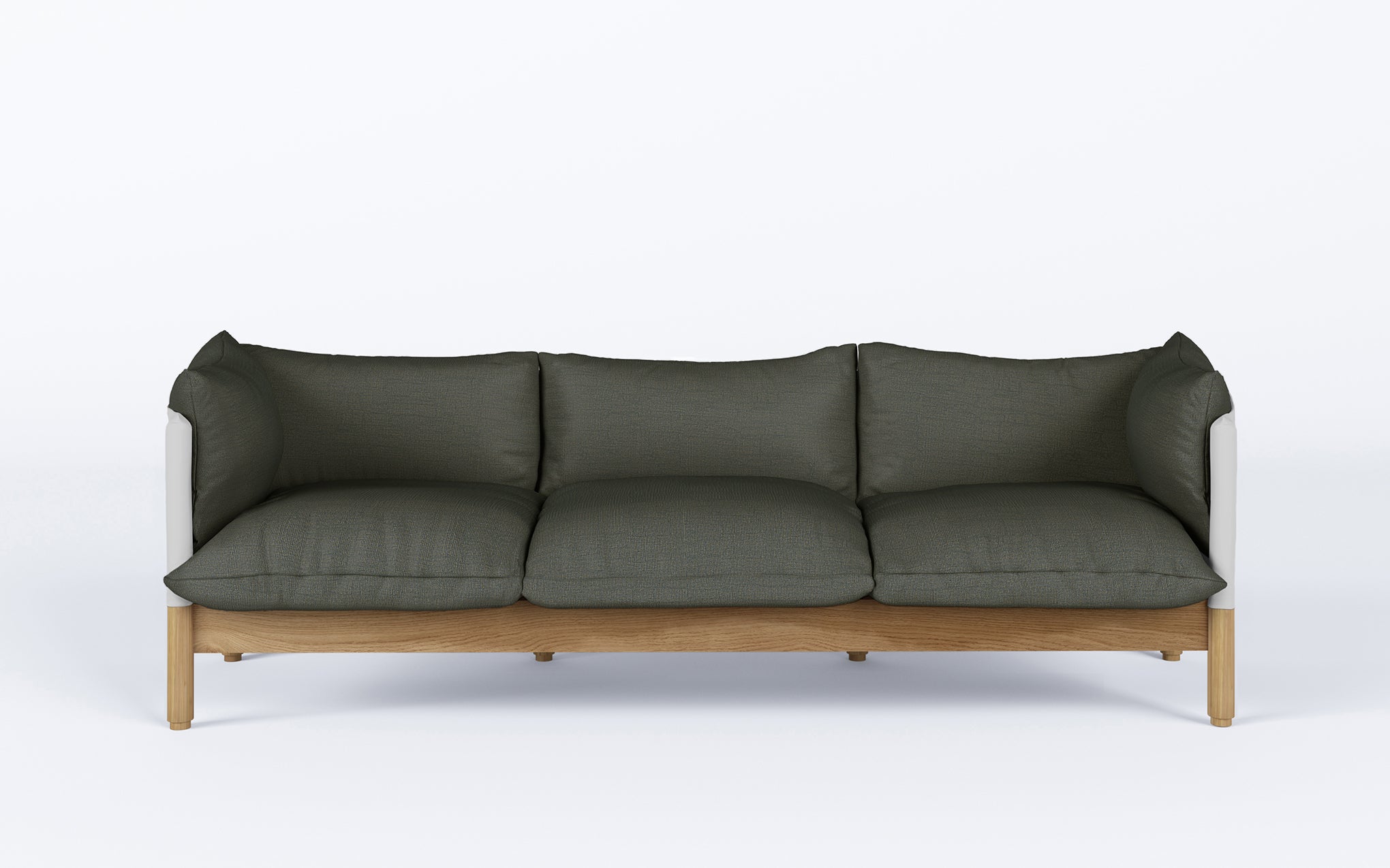 Tepee three seat sofa - oak, white sling - Image 5