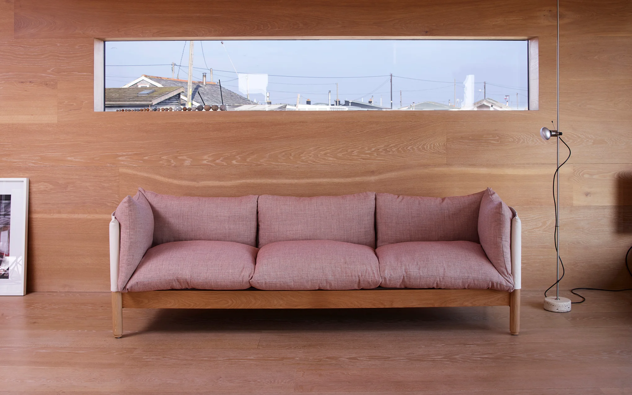 Tepee three seat sofa - oak, white sling - Image 52